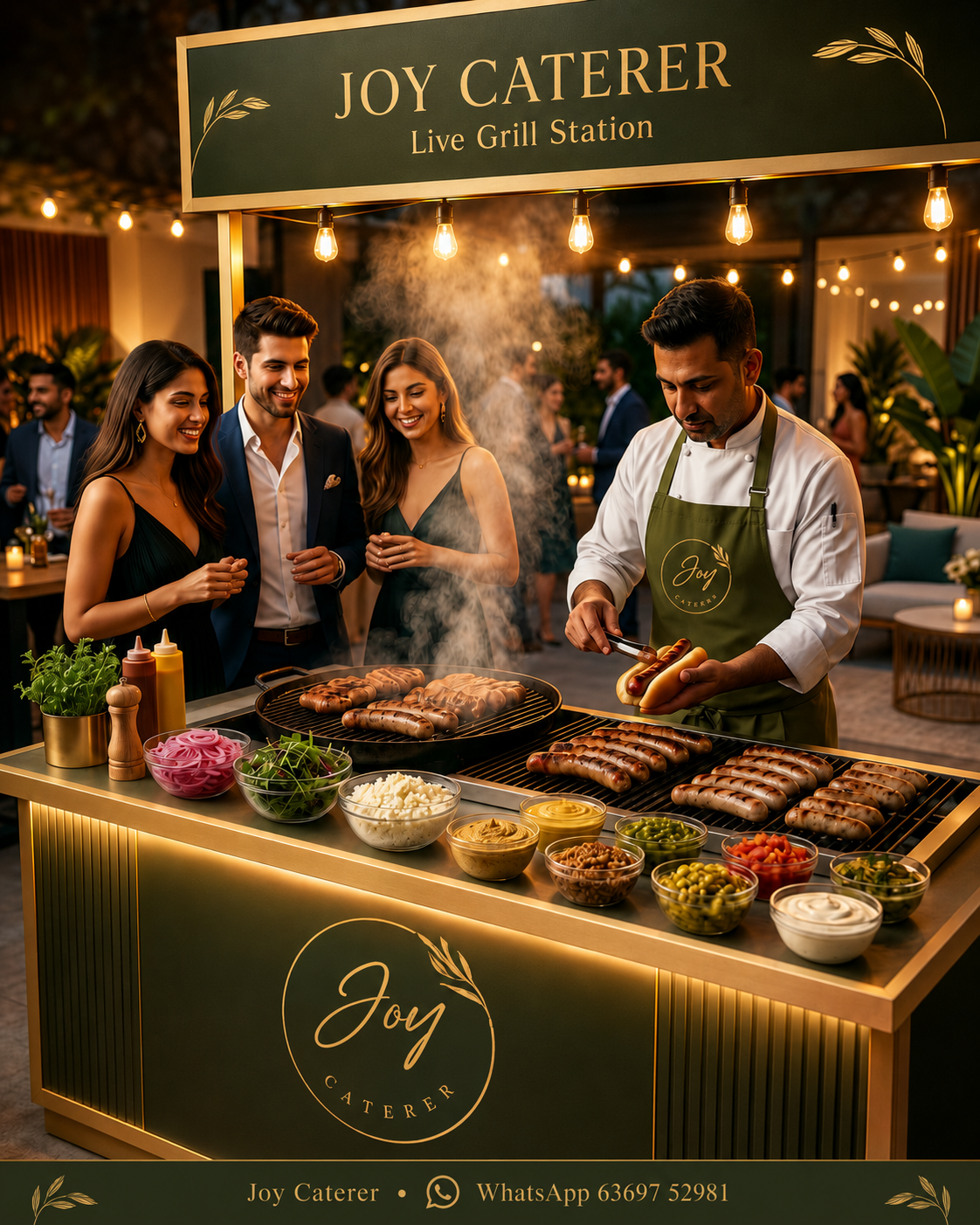 Live Grill Station live counter set up at a Chennai wedding by Joy Events & Catering